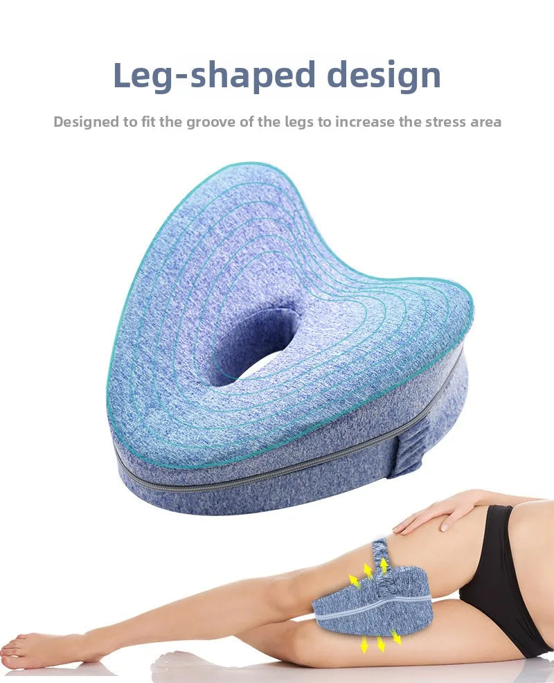 Ergonomic Knee Pillow for Side Sleepers - Contoured Memory Foam Leg Pillow with Strap for Sciatica, Hip, and Back Pain Relief