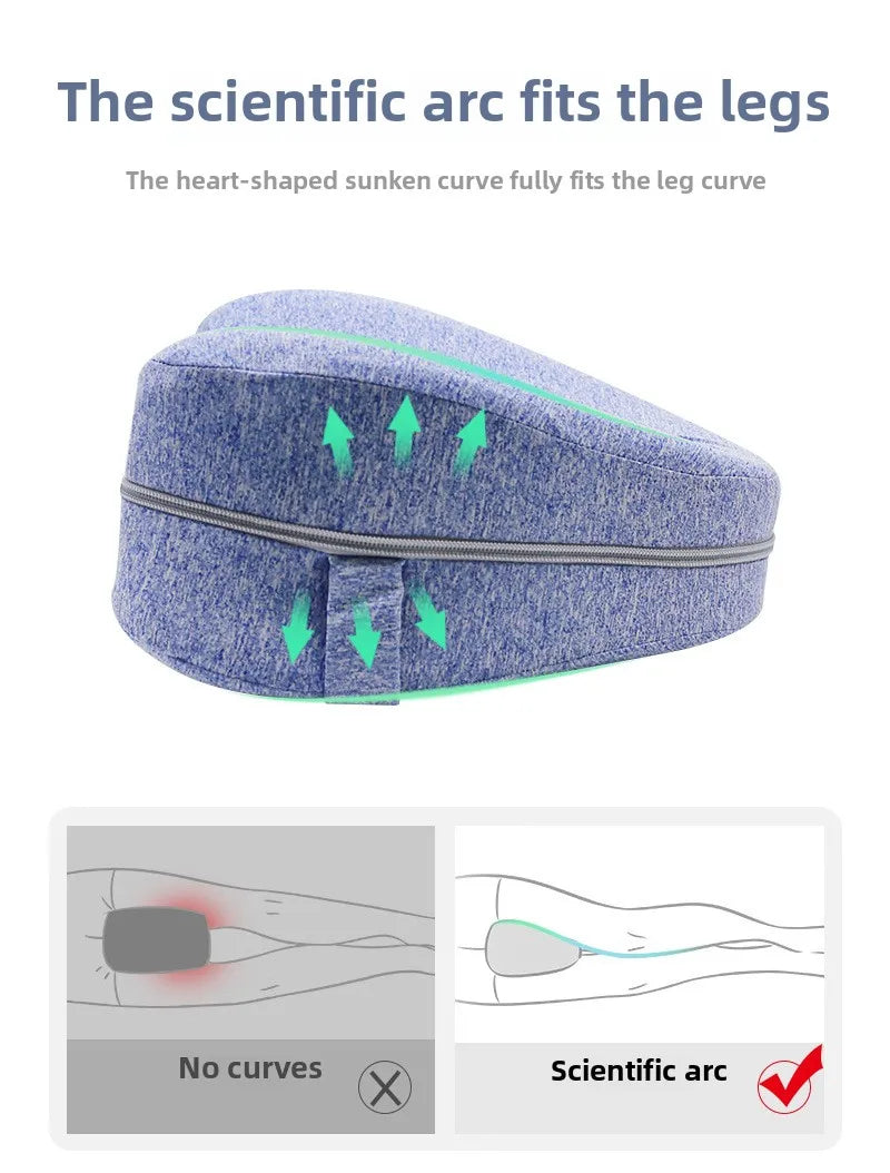 Ergonomic Knee Pillow for Side Sleepers - Contoured Memory Foam Leg Pillow with Strap for Sciatica, Hip, and Back Pain Relief
