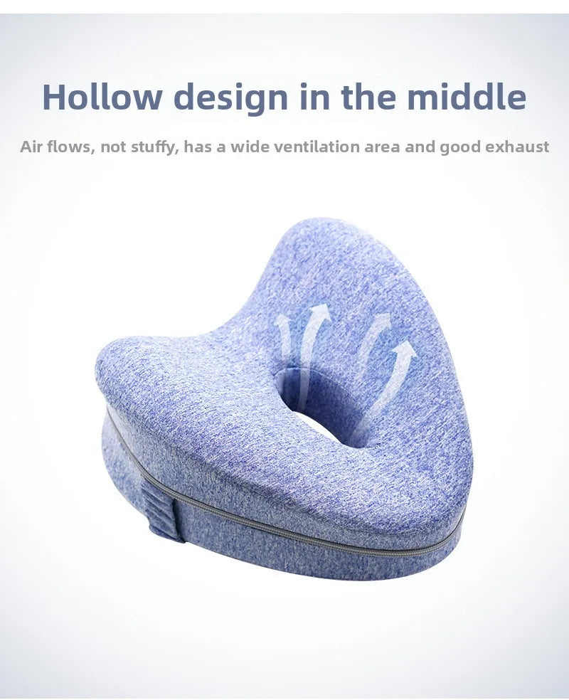 Ergonomic Knee Pillow for Side Sleepers - Contoured Memory Foam Leg Pillow with Strap for Sciatica, Hip, and Back Pain Relief
