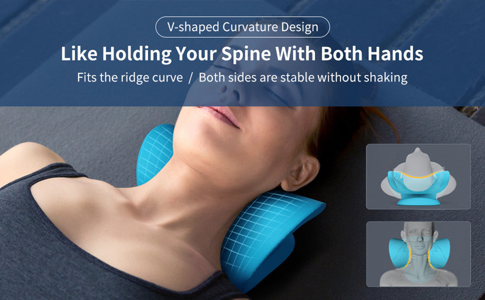 Cervical Neck Traction Pillow & Shoulder Relaxer | Chiropractic Device for TMJ Pain Relief and Spine Alignment
