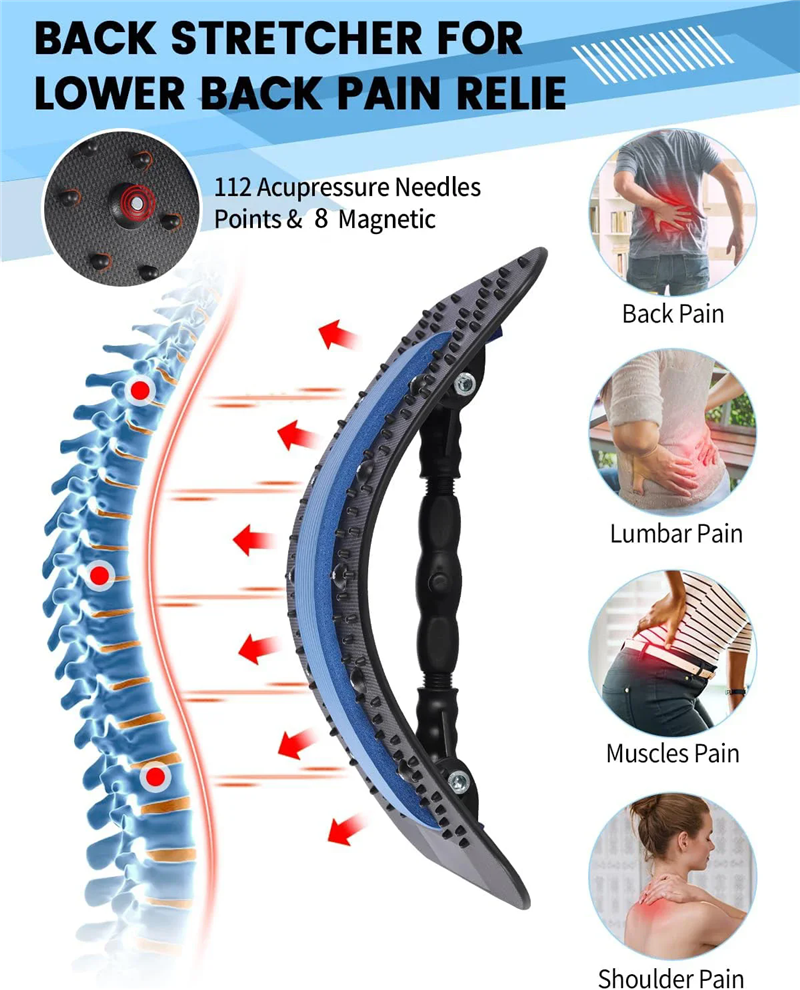 Back Stretcher & Spine Corrector - Massage Tool for Back, Neck, and Shoulder Pain Relief
