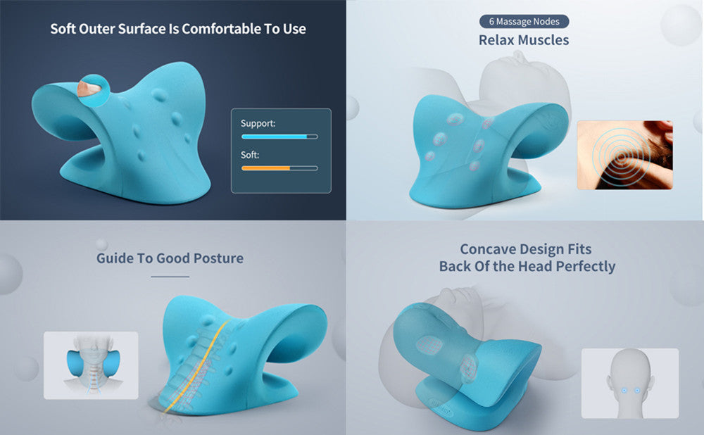 Cervical Neck Traction Pillow & Shoulder Relaxer | Chiropractic Device for TMJ Pain Relief and Spine Alignment