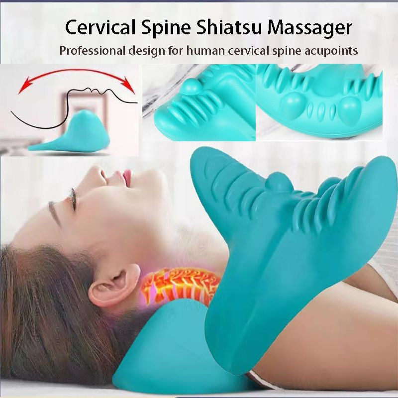 Cervical Neck Traction Pillow & Shoulder Relaxer | Chiropractic Device for TMJ Pain Relief and Spine Alignment