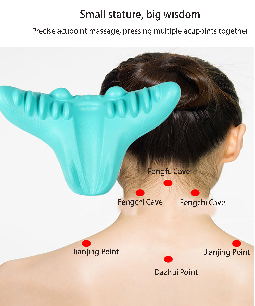 Cervical Neck Traction Pillow & Shoulder Relaxer | Chiropractic Device for TMJ Pain Relief and Spine Alignment