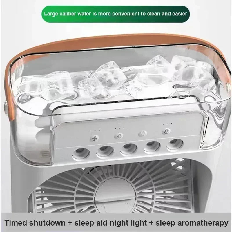 Portable Humidifier Fan Air Conditioners USB Electric Fan LED Night Light Water Mist