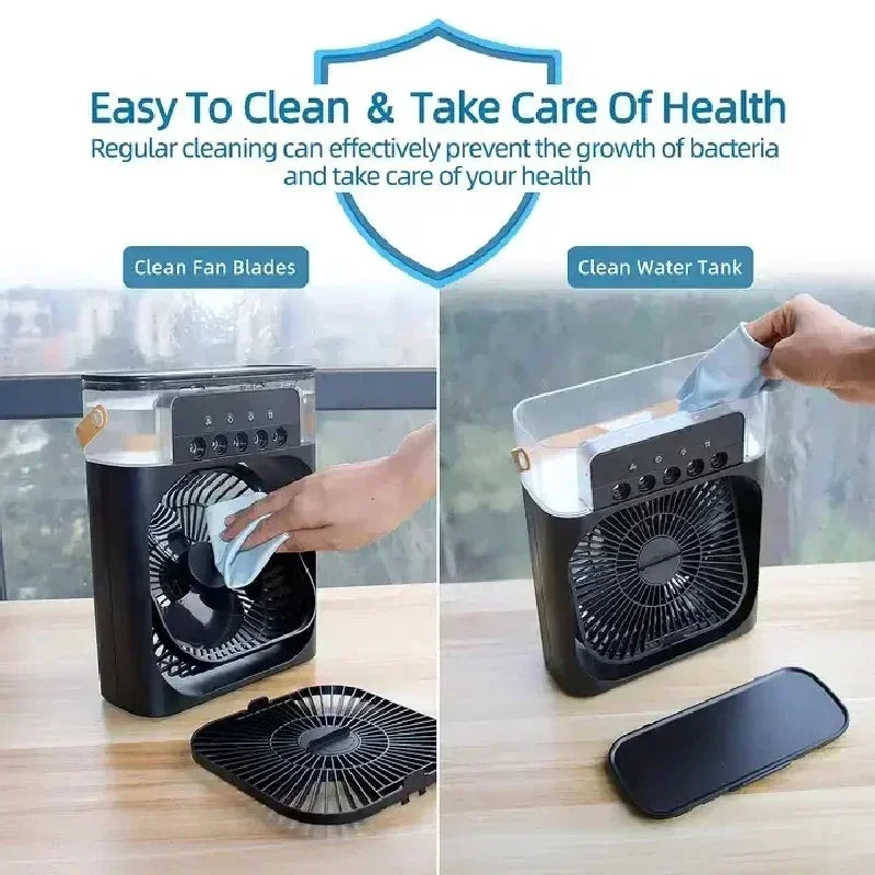 Portable Humidifier Fan Air Conditioners USB Electric Fan LED Night Light Water Mist