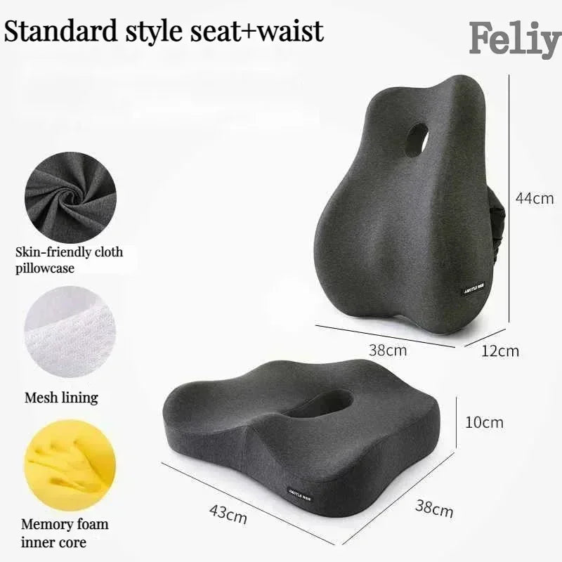 2-in-1 Ergonomic Chair Cushion Set – Coccyx & Lower Back Support