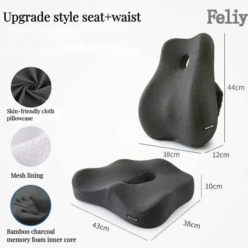 2-in-1 Ergonomic Chair Cushion Set – Coccyx & Lower Back Support