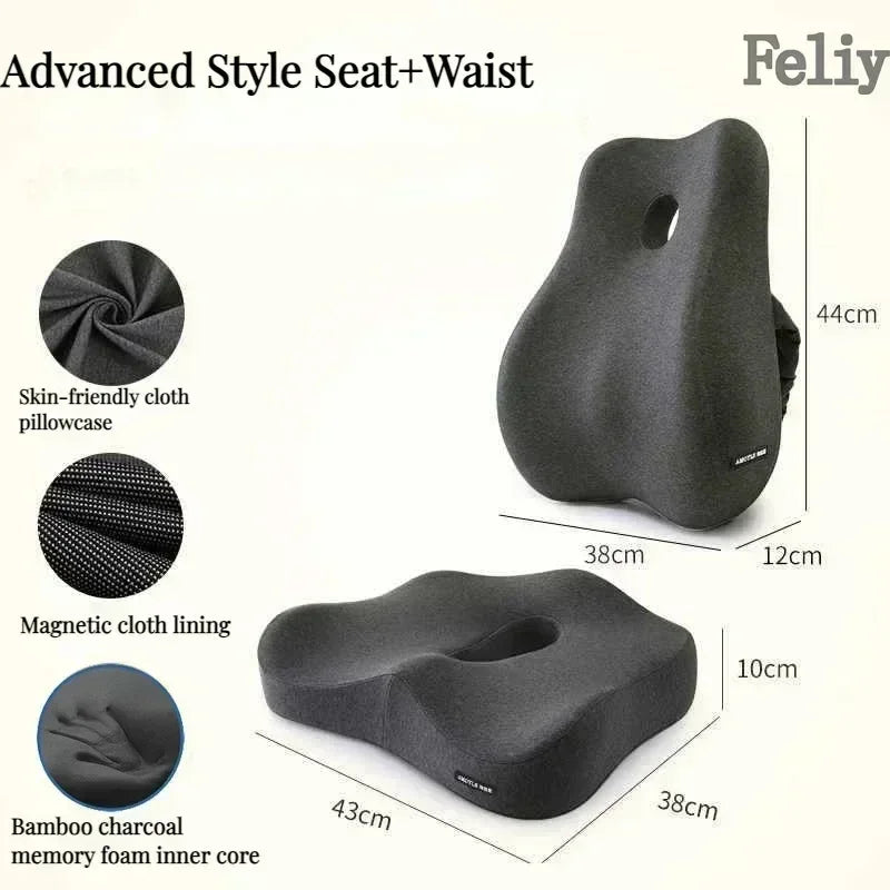 2-in-1 Ergonomic Chair Cushion Set – Coccyx & Lower Back Support