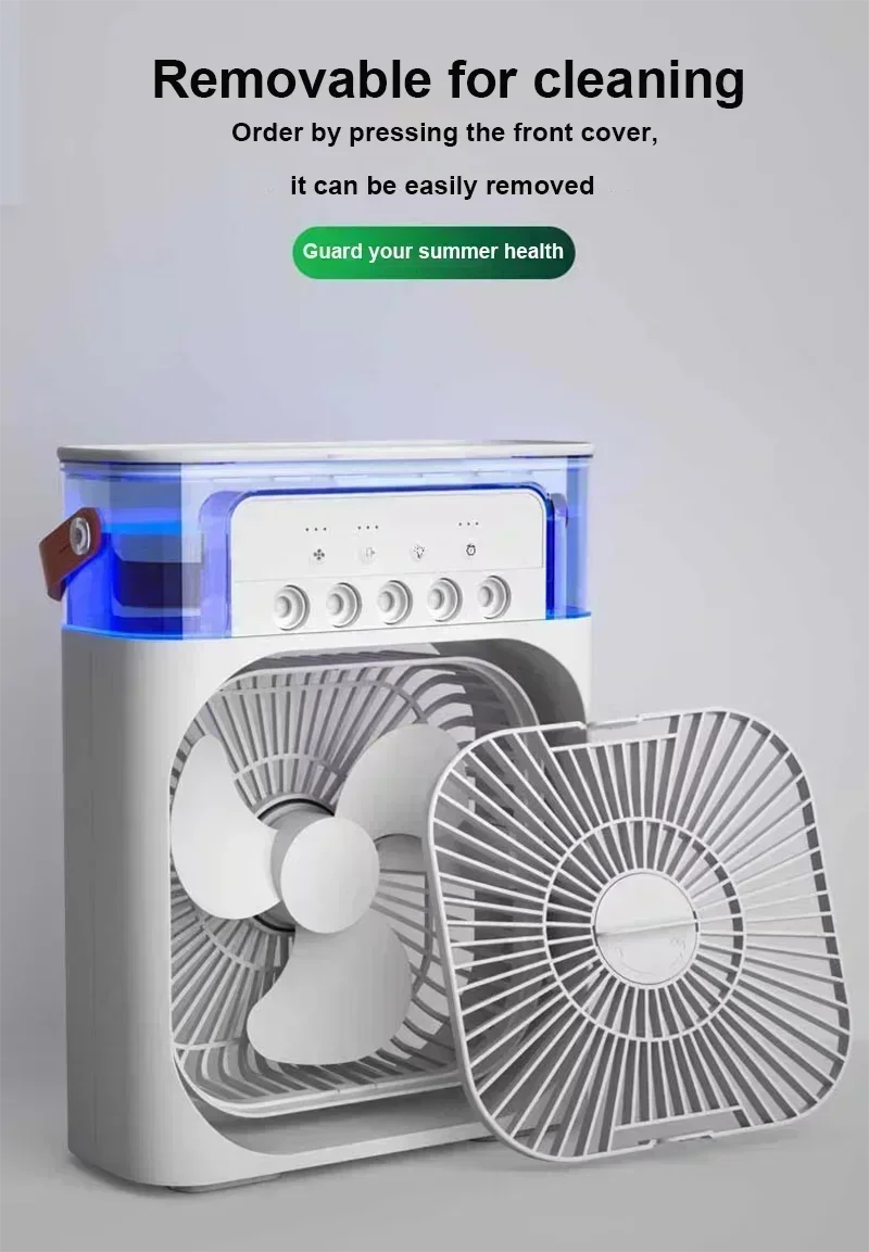Portable Humidifier Fan Air Conditioners USB Electric Fan LED Night Light Water Mist