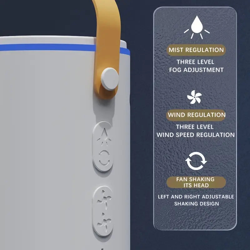 USB Mist Fan Tower – Dual Motors, 3000mAh Battery, Quiet & Powerful Cooling
