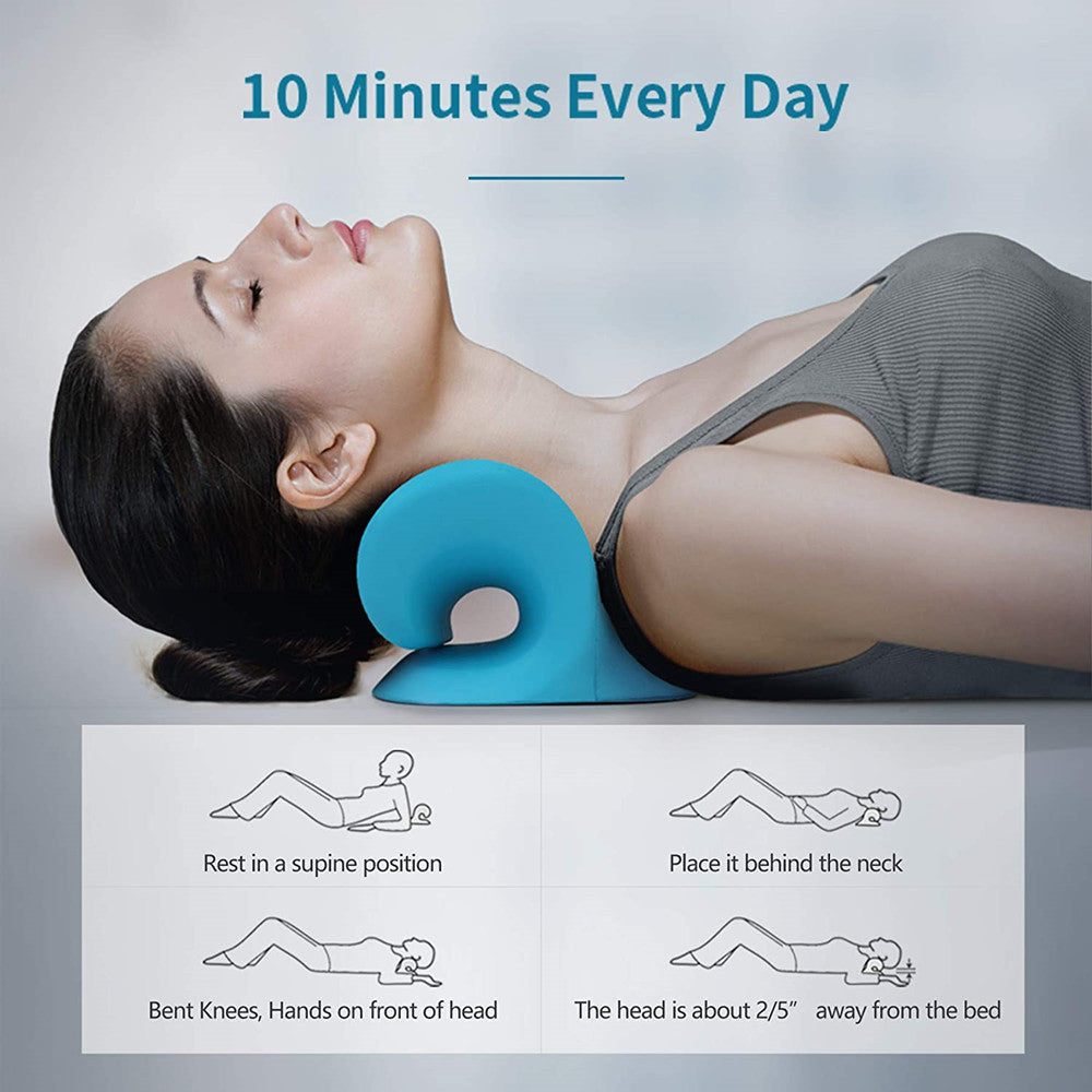 Cervical Neck Traction Pillow & Shoulder Relaxer | Chiropractic Device for TMJ Pain Relief and Spine Alignment