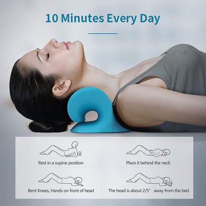 Cervical Neck Traction Pillow & Shoulder Relaxer | Chiropractic Device for TMJ Pain Relief and Spine Alignment
