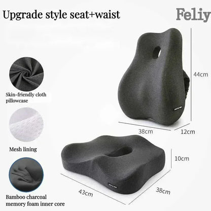 2-in-1 Ergonomic Chair Cushion Set – Coccyx & Lower Back Support