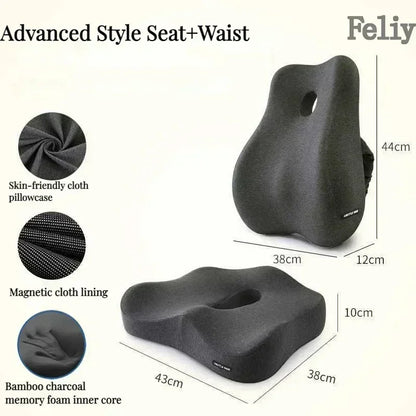 2-in-1 Ergonomic Chair Cushion Set – Coccyx & Lower Back Support