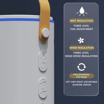 USB Mist Fan Tower – Dual Motors, 3000mAh Battery, Quiet & Powerful Cooling